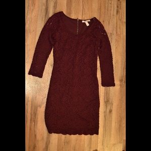 Forever 21 | Burgundy Lace Long Sleeve Dress